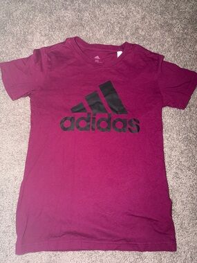 adidas Short Sleeve Tee in Berry with Black Logo